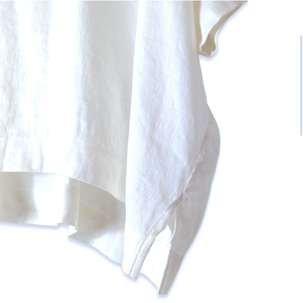 VINCE Linen Blend Slouchy Oversized Boxy Top in White: Women's XS - Picture 4 of 8